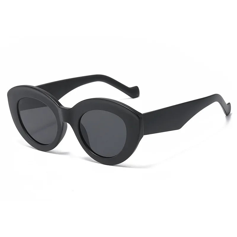 JNPCXI Ins Popular Fashion Oversized Cat Eye Women Sunglasses Green Stripes Retro Shades UV400 Men Trending Oval Sun Glasses
