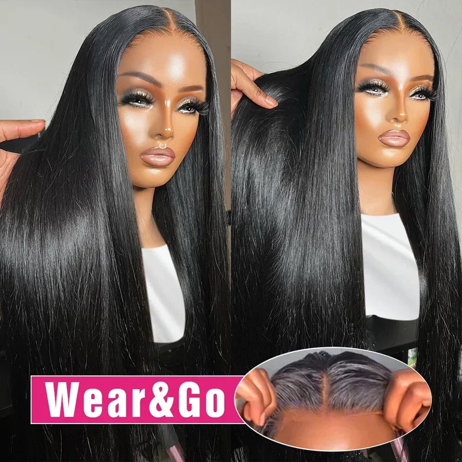 Wear Go Glueless Wig Bone Straight Glueless Wig Human Hair Ready To Wear 4X4 5X5 Hd Lace Preplucked Closure Wig Pre Cut 100%