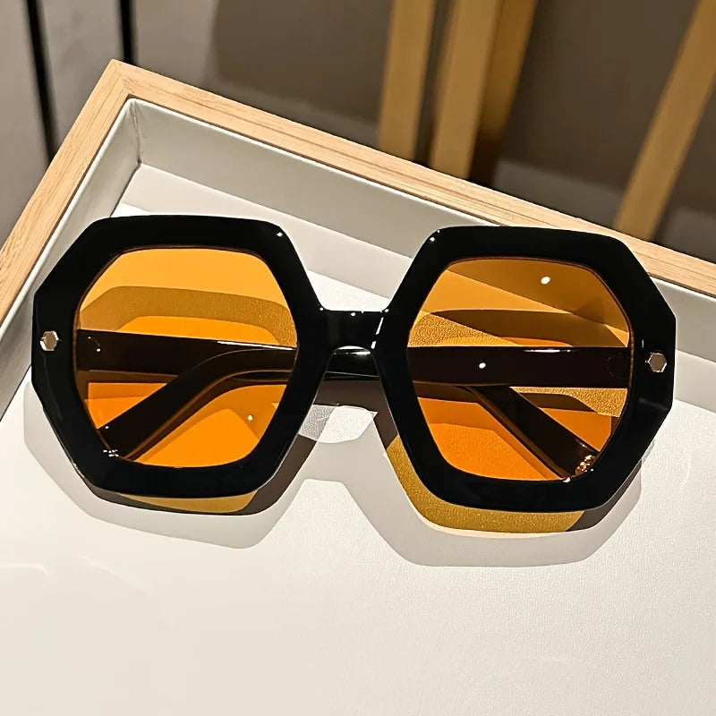 Retro Polygon Sunglasses - Large Frame, Personalized Irregular Simple Fashion for Outdoor Travel and Street Photography Eyewear