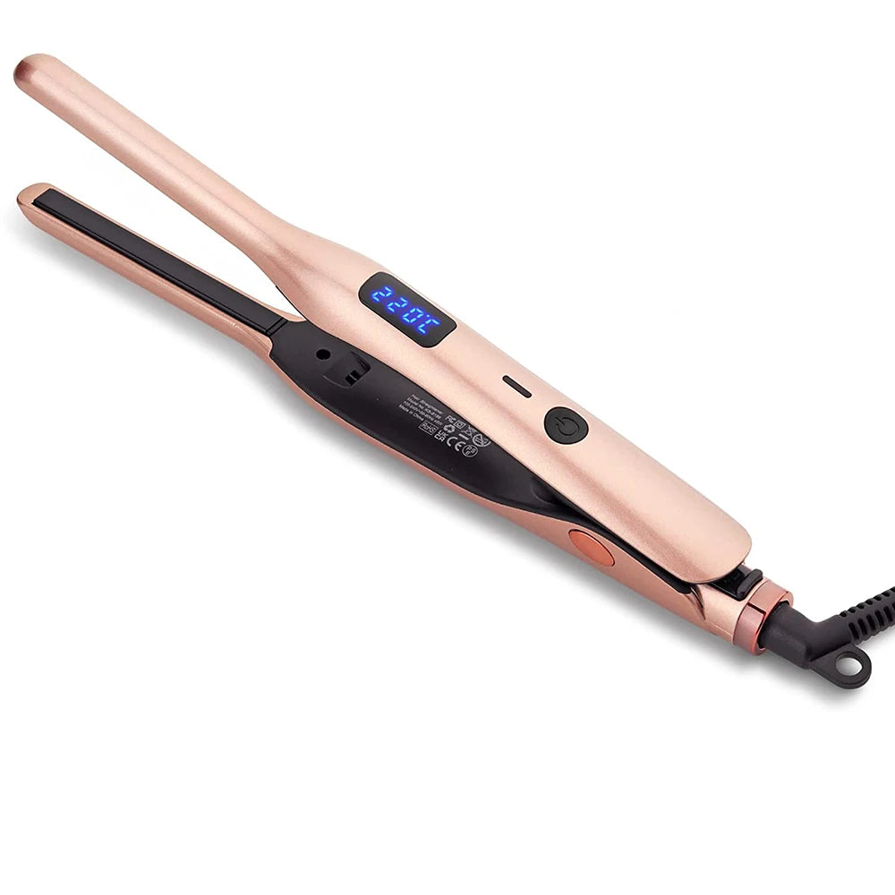3/10 Inch Pencil Flat Iron Small Flat Irons for Short Hair Beard and Pixie Cut Mini Ceramic Tourmalin Hair Straightener