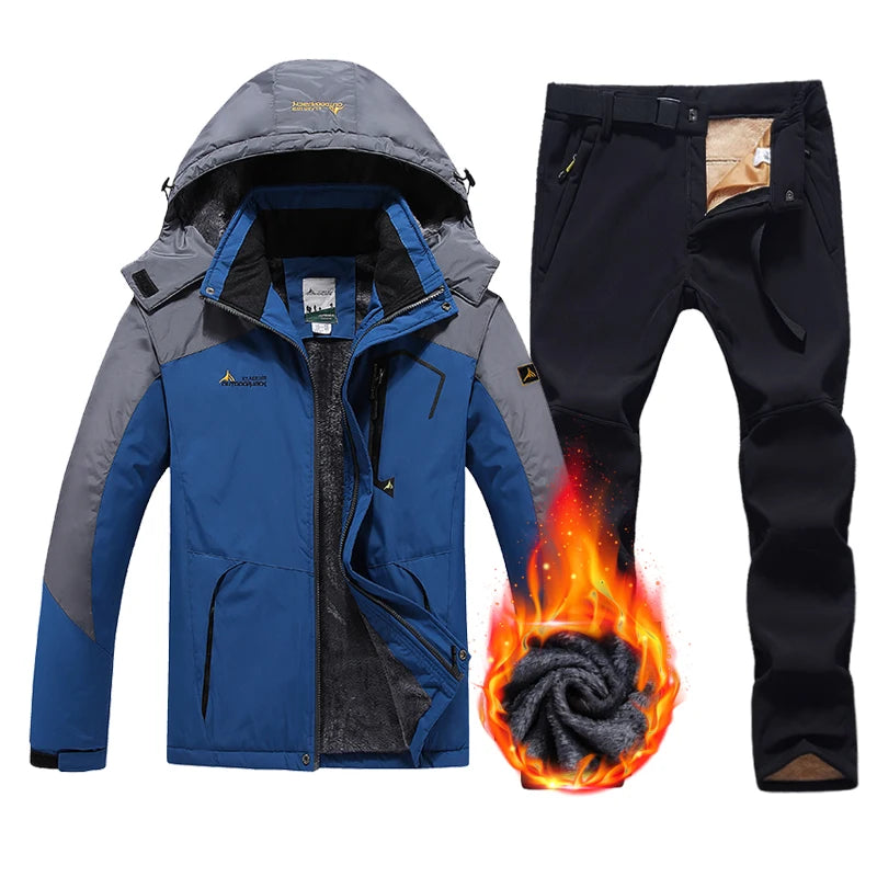 Winter Ski Suit Men Snowboard Fleece Jacket Pants Thicken Warm Waterproof Windproof Skiing And Snowboarding Sets Snow Suits Male