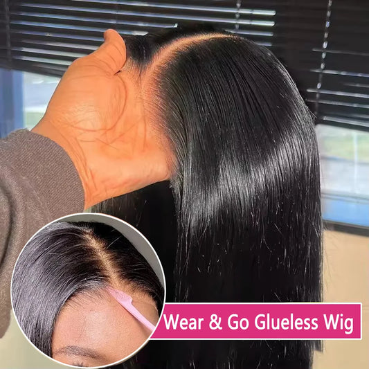 Wear Go Glueless Wig Bone Straight Glueless Wig Human Hair Ready To Wear 4X4 5X5 Hd Lace Preplucked Closure Wig Pre Cut 100%