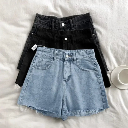 Denim Shorts Women's Summer 2025 New Ins High Waist Slimming Loose Wide Leg Ultra Short A-line Hot Pants Trend