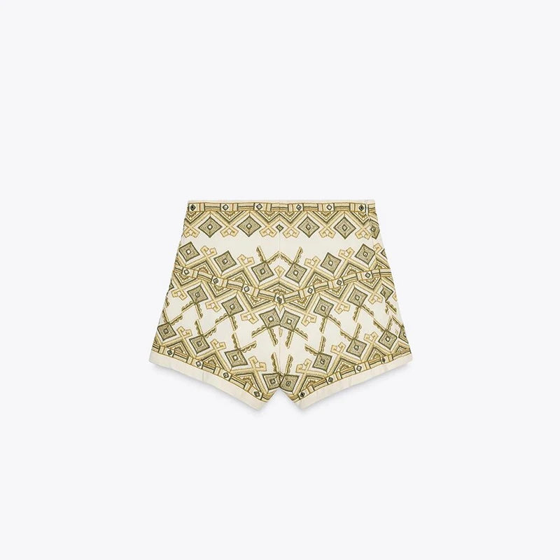 Chic Embroidery Women's Shorts Elegant High Street Patchwork Contrast Short Pants Lady 2025 Summer Fashion New Lady Streetwears