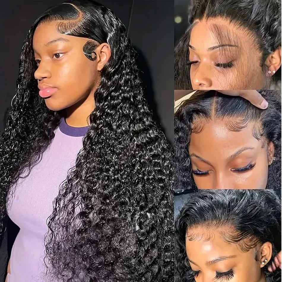 Deep Wave 13x6 Hd Lace Frontal Wigs 250 Density Women Water Wave Curly 13x4 Transparent Lace Front Highlight Wigs Human Hair