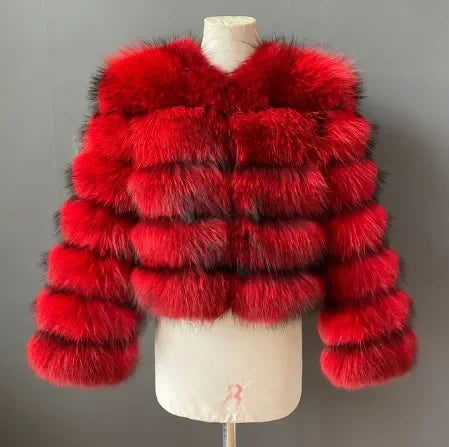 Faux Fur Women Coats Solid Round Neck Full Sleeve Coat Thick Warm Fox Short Open Stitch Elegant Splice Autumn Winter 2024
