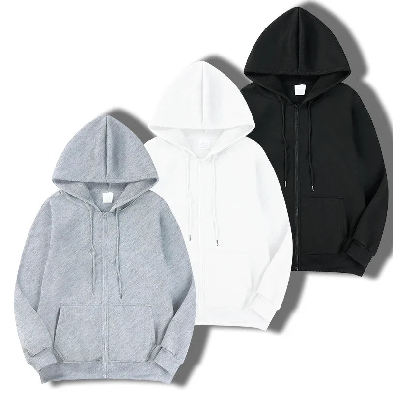 Fall Men's Casual Long Sleeve Hoodie Sweatshirt Jacket with Zipper - Ideal for Relaxed Outings & Male Fashion