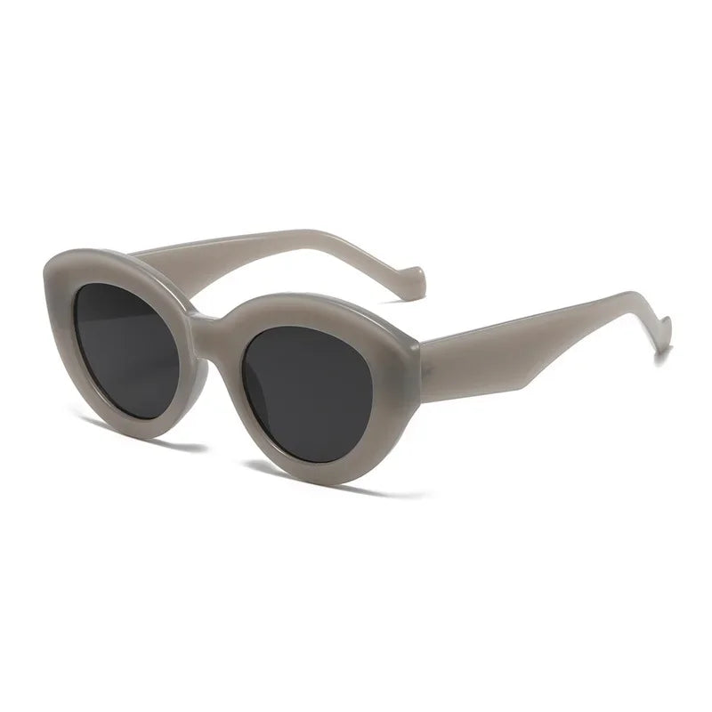 JNPCXI Ins Popular Fashion Oversized Cat Eye Women Sunglasses Green Stripes Retro Shades UV400 Men Trending Oval Sun Glasses