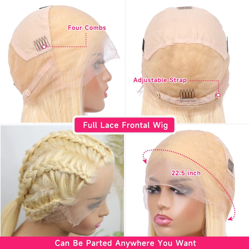 Full Lace Frontal Wig 613 Blonde Body Wave 360 Lace Front Wig Preplucked Brazilian Lace Front Human Hair Wigs For Women 28 inch