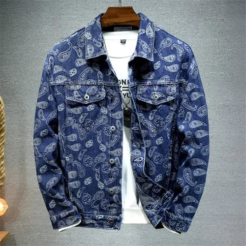 2025 New Men Pure Colour Denim Jacket Single-breasted Lapel Daily Casual Simple Coats