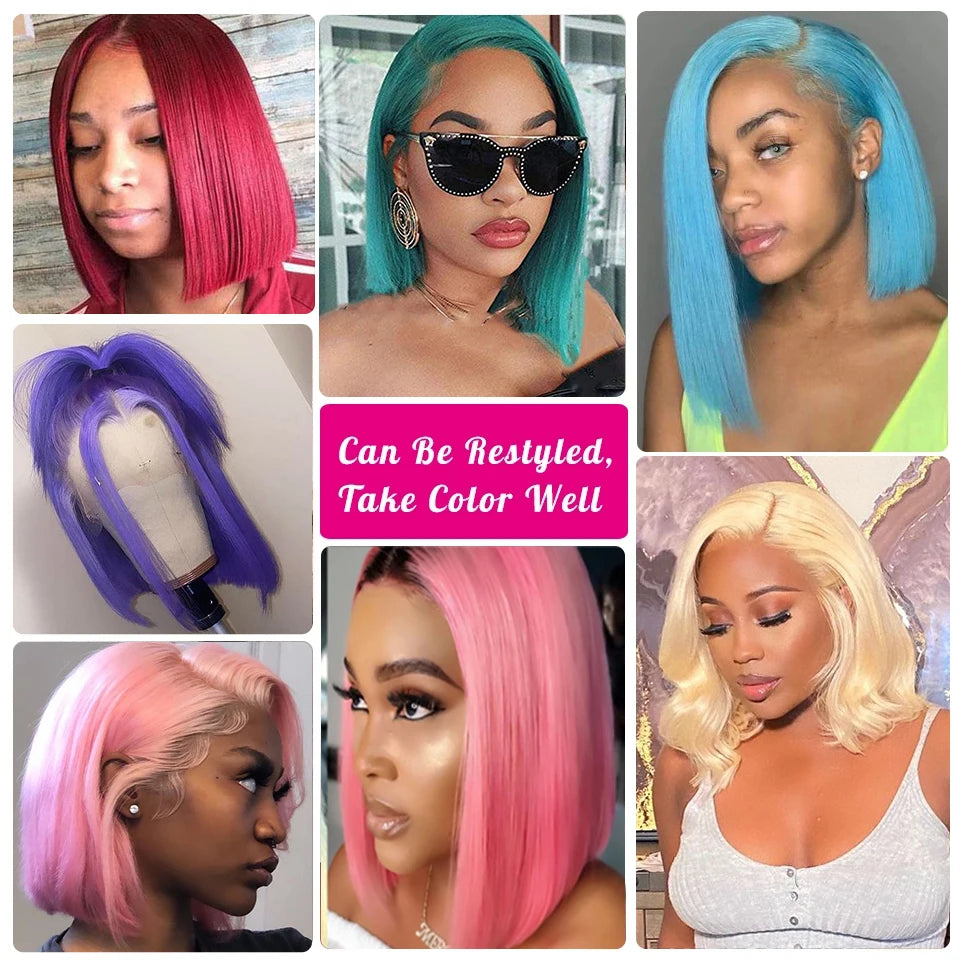 613 Blonde Bob Wig Human Hair Bleached Remy Brazilian Cheap 13x4 Straight Short Bob Wig 100% Human Hair Closure Wig Pre Plucked