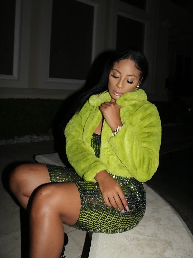 CPSYMYM  Thick Faux Fur Jacket Women  Autumn Winter Short Cropped Coat Jackets Warm Luxury Cardigan Bomber Female Clothes