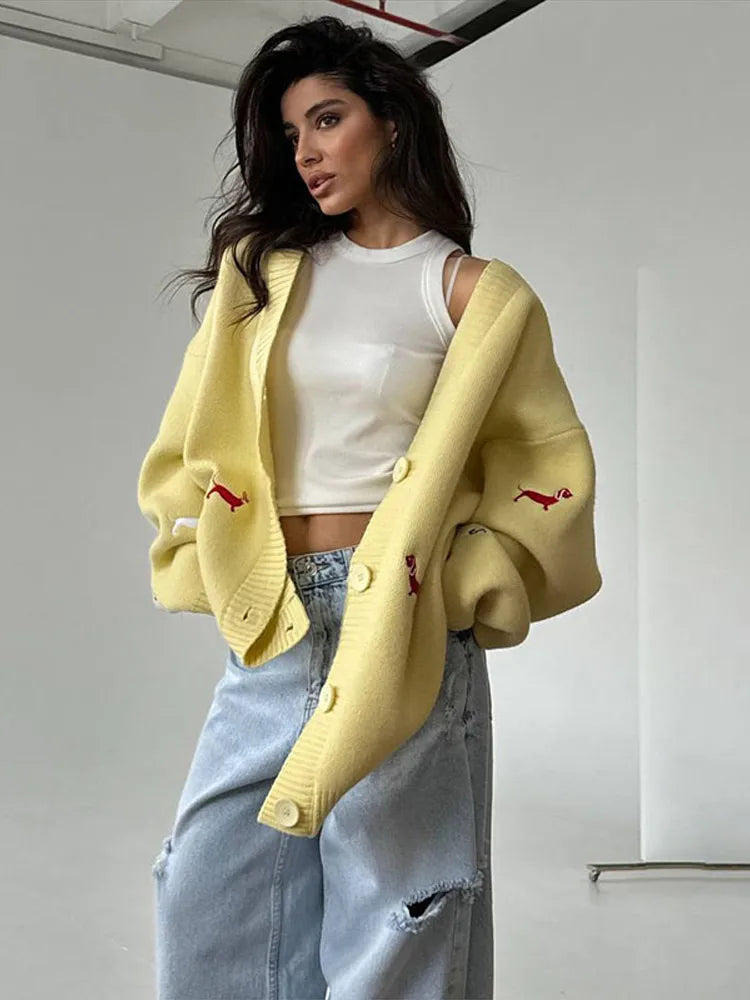 Elegant Printed Women's Knitted Cardigan Vintage O-neck Single Breasted Full Sleeve Female Sweaters 2025 Autumn Lady Outwears