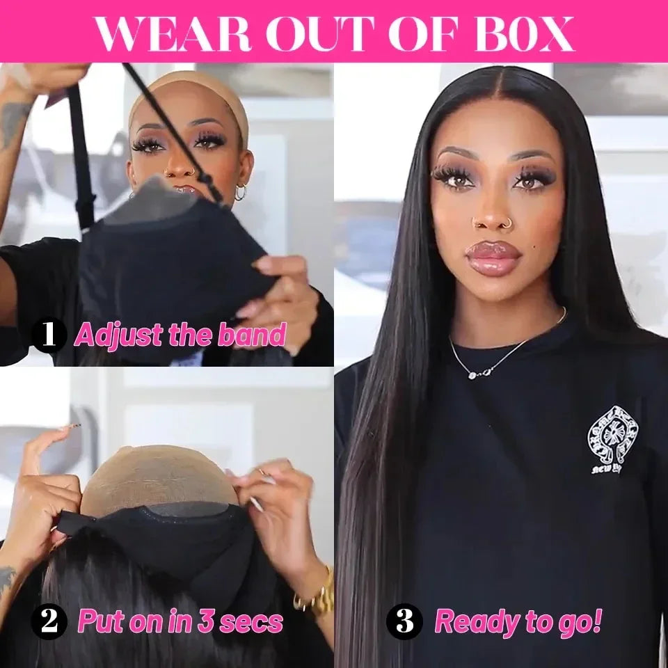 Wear Go Glueless Wig Bone Straight Glueless Wig Human Hair Ready To Wear 4X4 5X5 Hd Lace Preplucked Closure Wig Pre Cut 100%