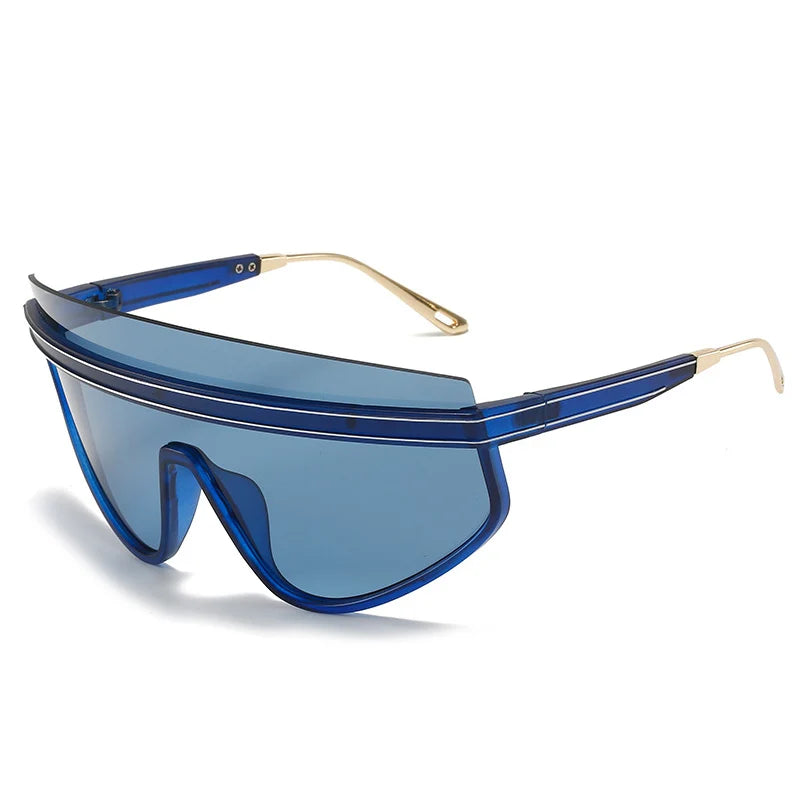 Fashion Shield One Piece Sunglasses Women Men Oversized Outdoor Goggles Sun Glasses Men Punk Half Frame Windproof Eyewear UV400