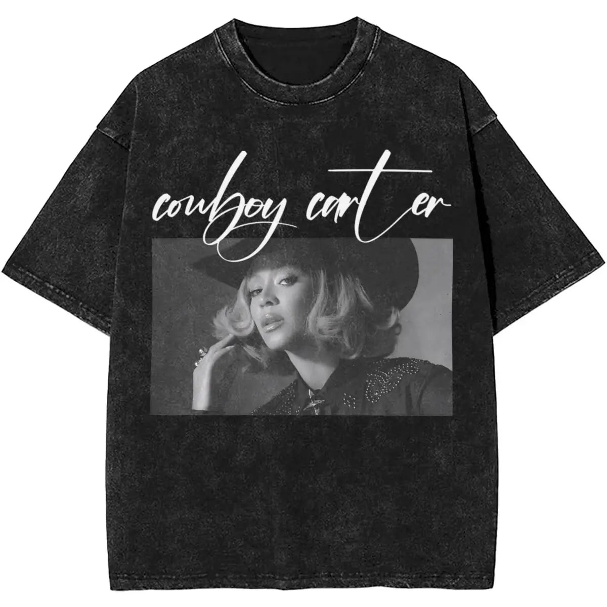 Cowboy Carter Album Beyonce 2024 Tour Outfit Washed T Shirt Men Women Streetwear Hip Hop T-Shirts Summer Tees Tops Cotton