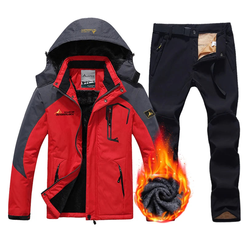 Winter Ski Suit Men Snowboard Fleece Jacket Pants Thicken Warm Waterproof Windproof Skiing And Snowboarding Sets Snow Suits Male