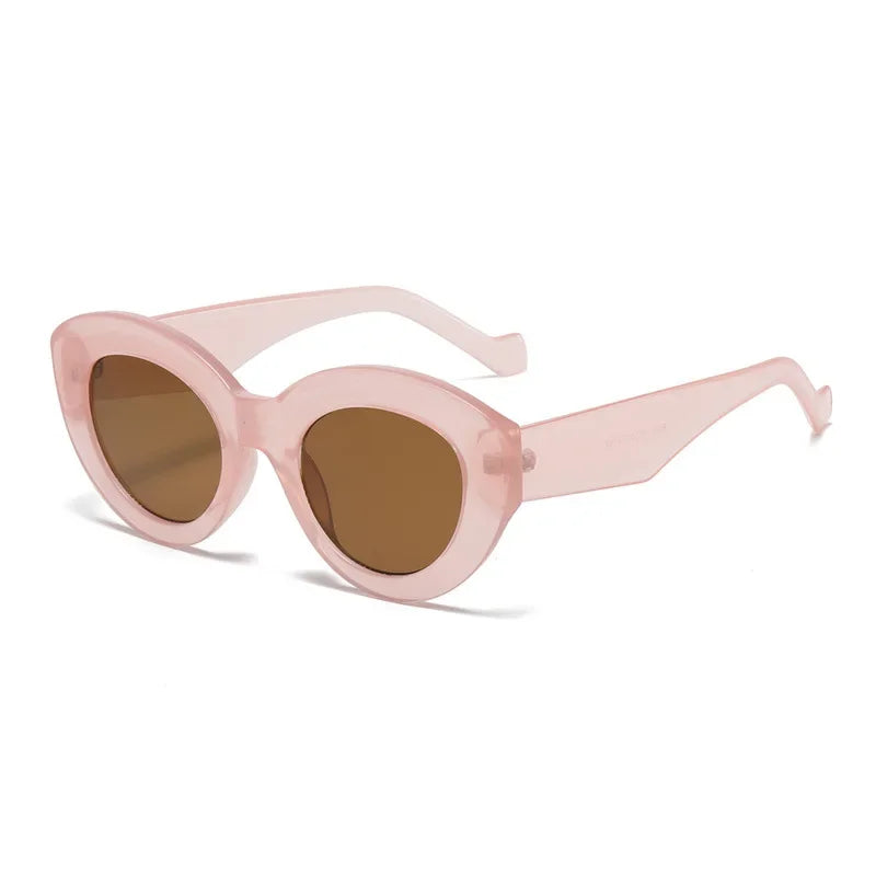 JNPCXI Ins Popular Fashion Oversized Cat Eye Women Sunglasses Green Stripes Retro Shades UV400 Men Trending Oval Sun Glasses