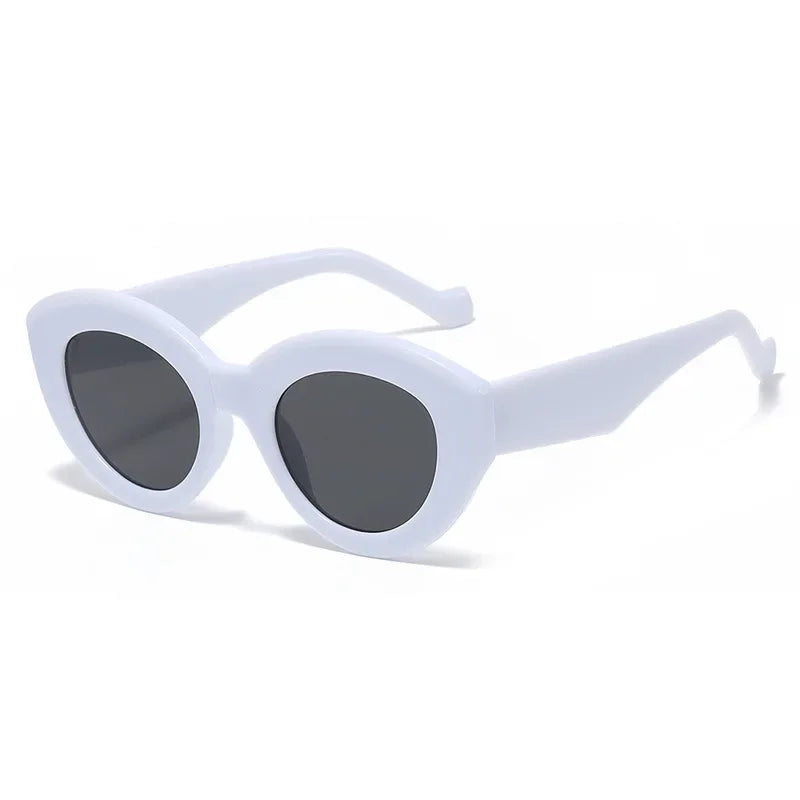 JNPCXI Ins Popular Fashion Oversized Cat Eye Women Sunglasses Green Stripes Retro Shades UV400 Men Trending Oval Sun Glasses