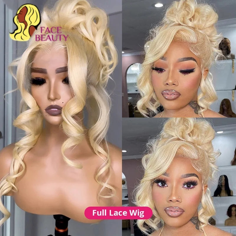 Full Lace Frontal Wig 613 Blonde Body Wave 360 Lace Front Wig Preplucked Brazilian Lace Front Human Hair Wigs For Women 28 inch