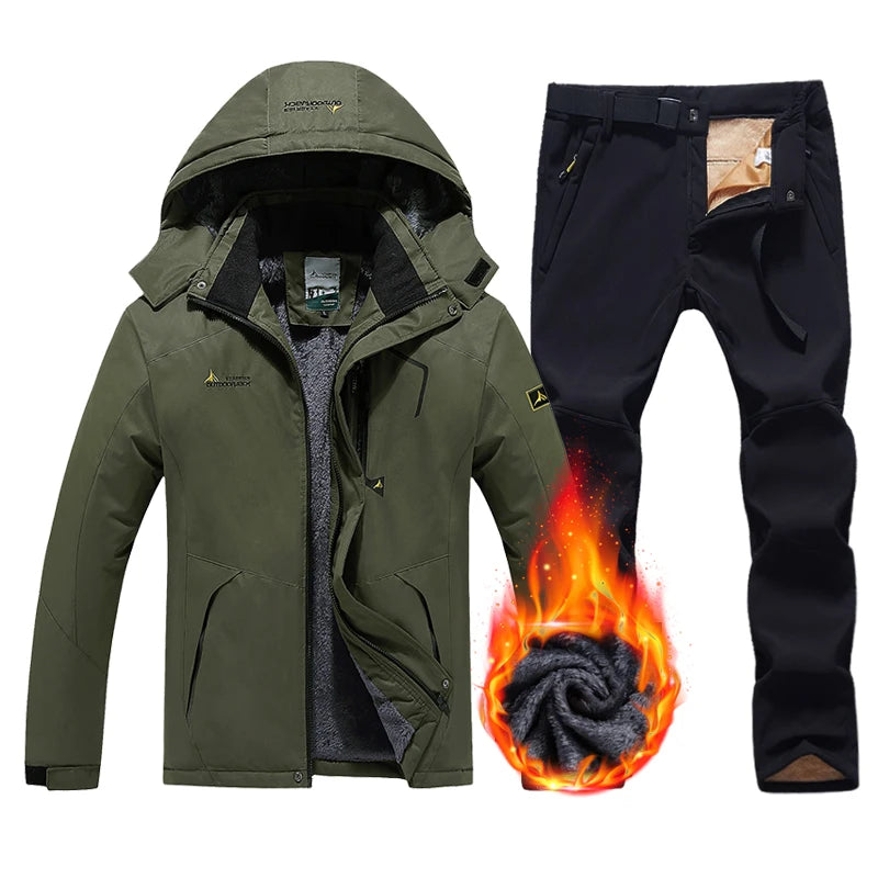 Winter Ski Suit Men Snowboard Fleece Jacket Pants Thicken Warm Waterproof Windproof Skiing And Snowboarding Sets Snow Suits Male