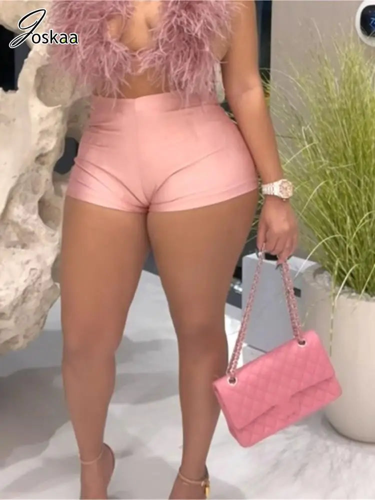 Joskaa 2025 Summer Women's Stretch Satin Hot Pants Sexy High Shine Shorts Holiday Beach Street Party Club Female Bottoms S-XXL