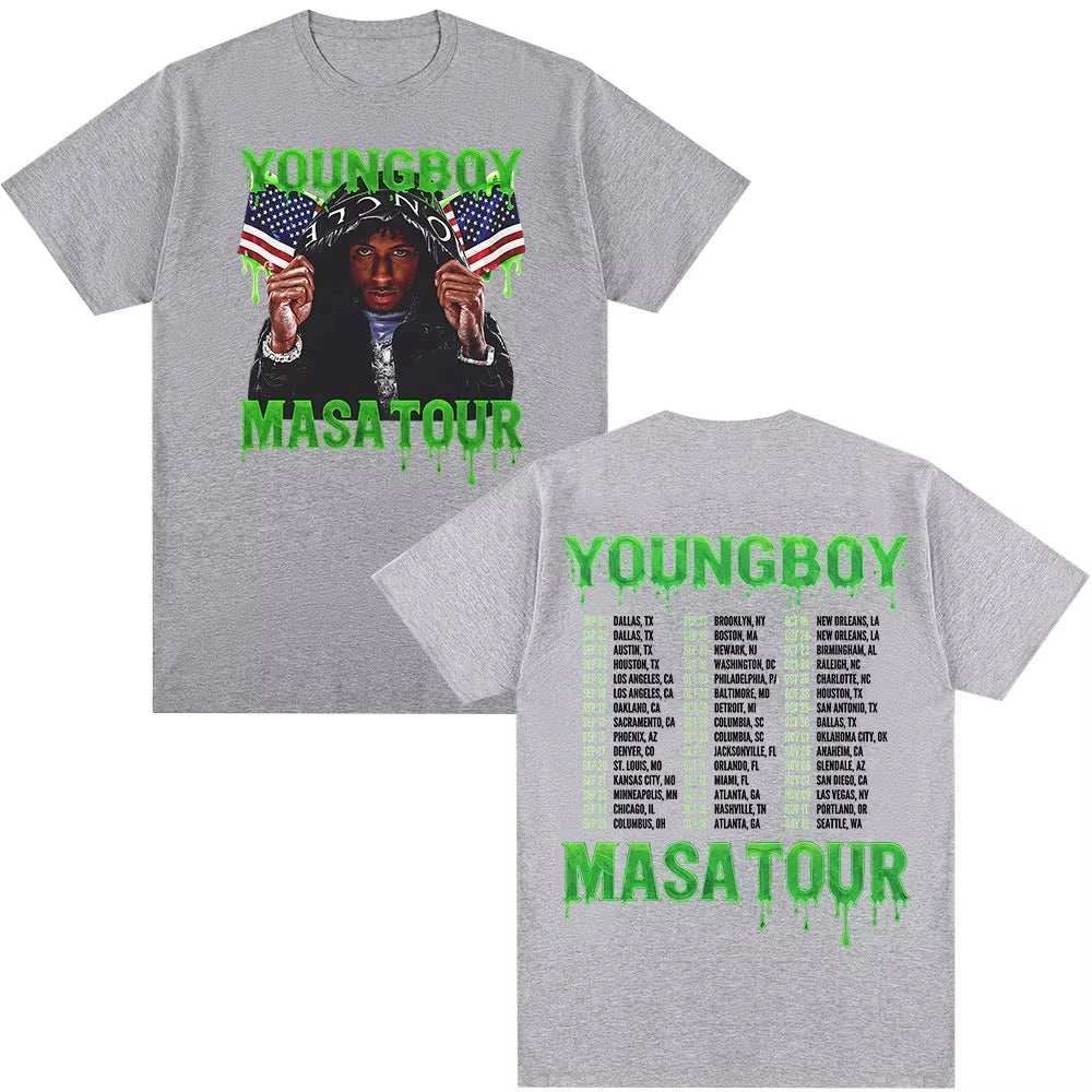 Rapper YoungBoy Never Broke Again MASA Tour 2025 Merch T-Shirt Men's Women Clothing Fashion Vintage Cotton Short Sleeve T Shirts