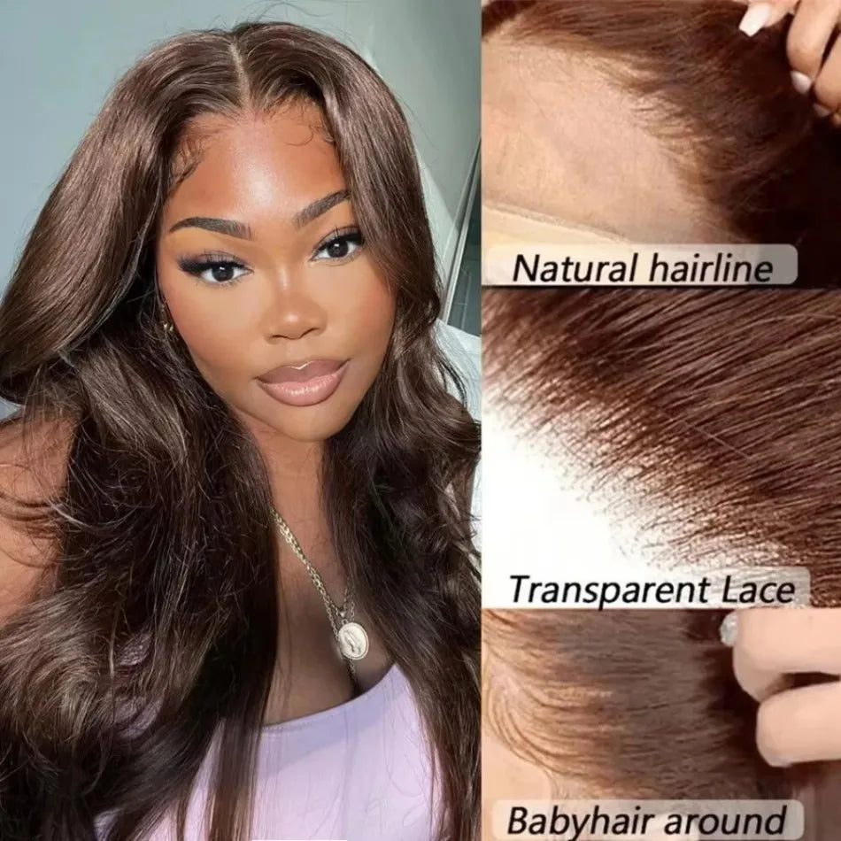 chocolate brown human hair wig 13x6 hd lace frontal wig 32 30 Inch 250 density Women body wave 13x4 hd lace front human hair wig