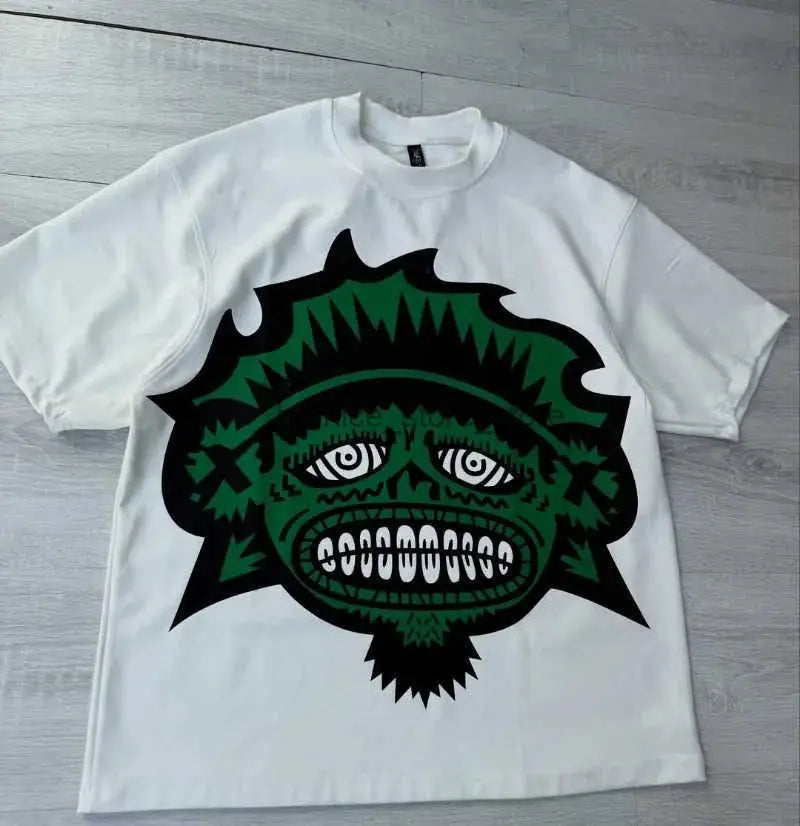 Y2k Harajuku Streetwear Men and Women Short Sleeved Fashion New Cartoon Print Design Shirt Retro Hip Hop Trend Oversized T-Shirt