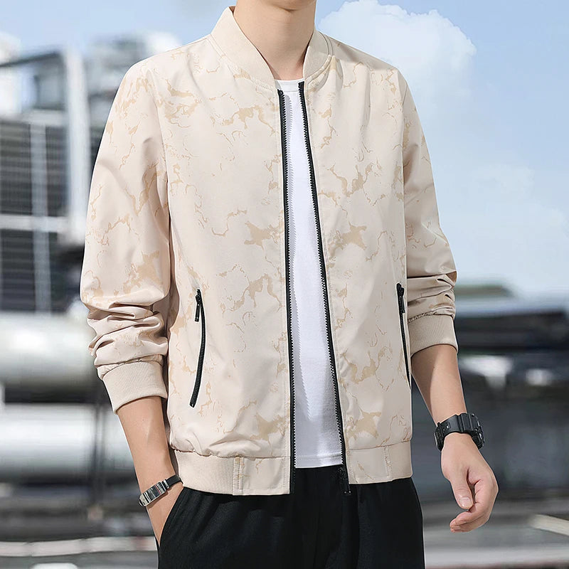 Men's Outdoor Mountaineering Hiking Windproof Breathable Jacket Spring Autumn Fashion Trend Versatile Stand up Collar Jacket