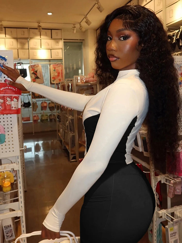 Nibber Daily Casual 2piece Set Women Tracksuit Zip Contrast Patchwork Full Sleeve Jacket+Shorts Simple Sporty Street Outfits