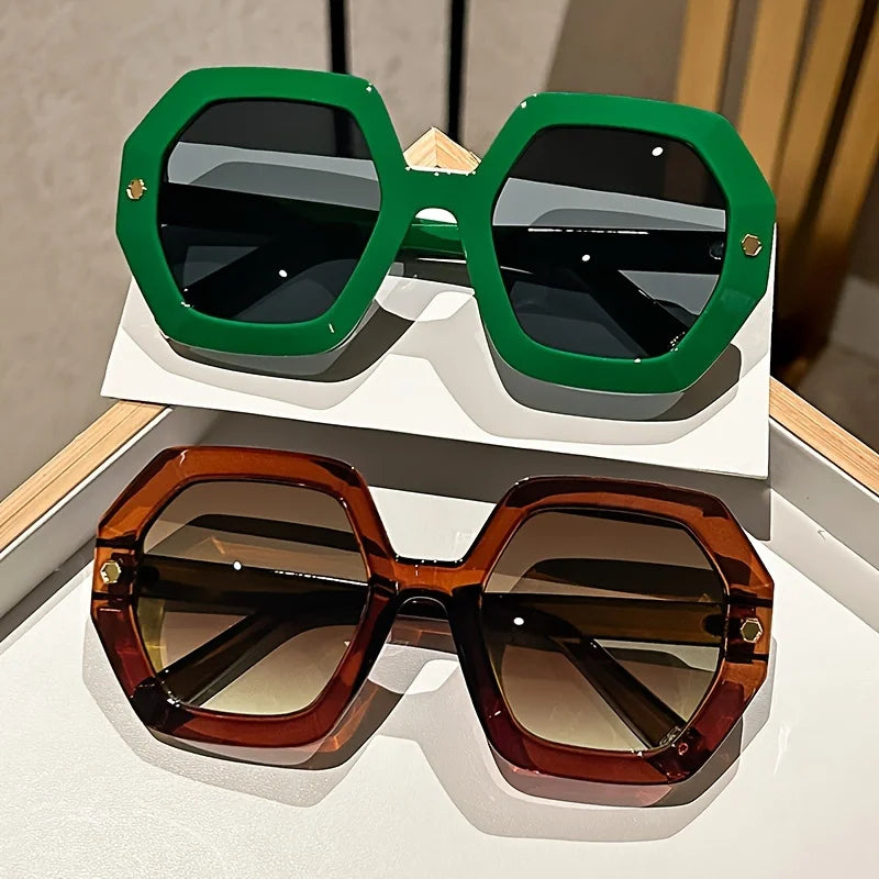 Retro Polygon Sunglasses - Large Frame, Personalized Irregular Simple Fashion for Outdoor Travel and Street Photography Eyewear