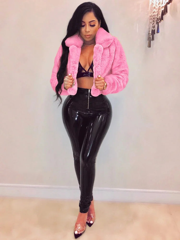 CPSYMYM  Thick Faux Fur Jacket Women  Autumn Winter Short Cropped Coat Jackets Warm Luxury Cardigan Bomber Female Clothes