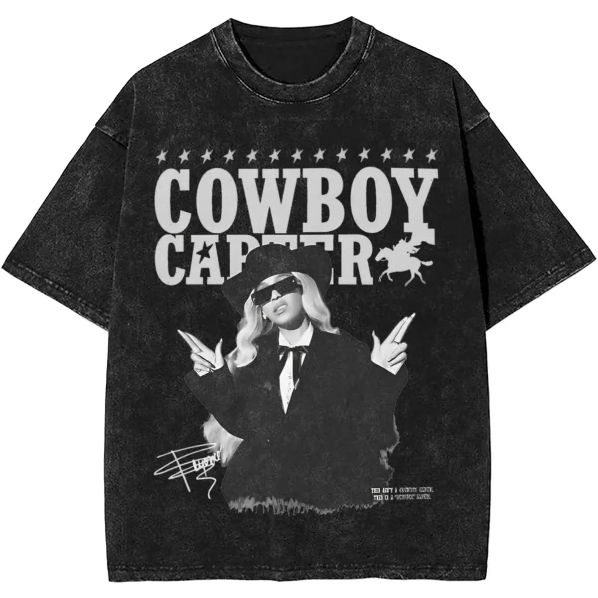 Cowboy Carter Album Beyonce 2024 Tour Outfit Washed T Shirt Men Women Streetwear Hip Hop T-Shirts Summer Tees Tops Cotton