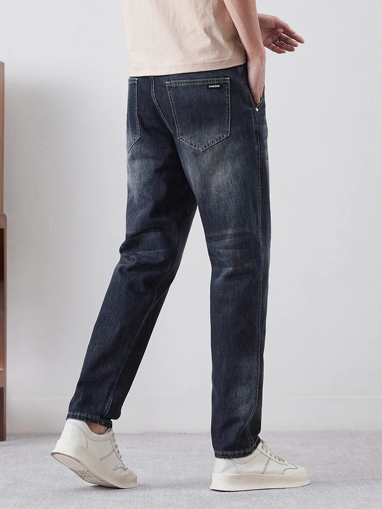 Men's Streetwear Vintage Jeans Fashion Tapered Slim Pants Casual Comfortable Small Feet Personality Male Denim Trousers