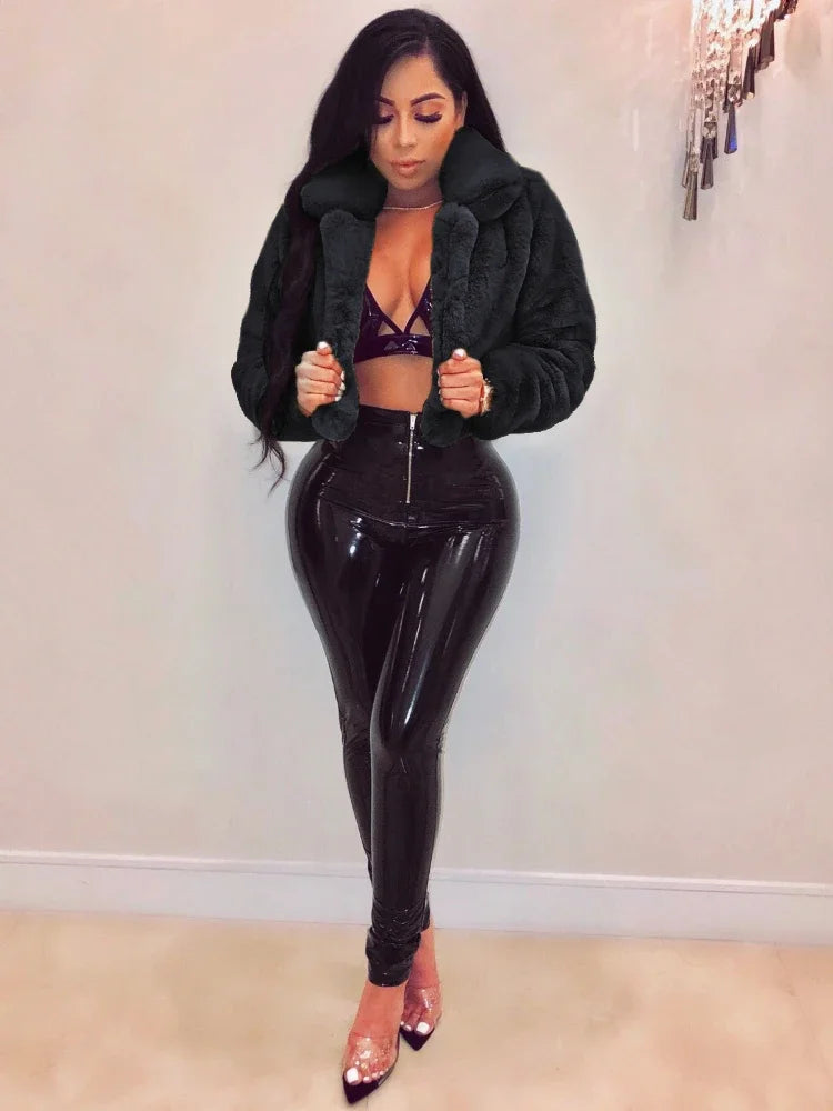 CPSYMYM  Thick Faux Fur Jacket Women  Autumn Winter Short Cropped Coat Jackets Warm Luxury Cardigan Bomber Female Clothes