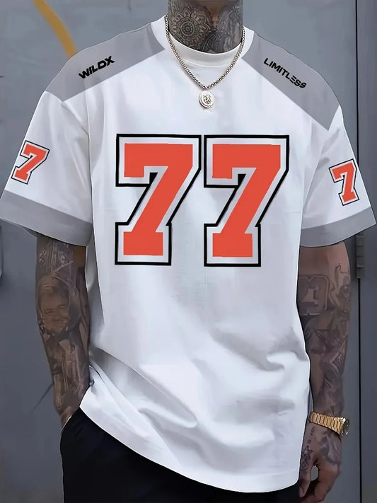 Men'S Summer Fashion Streetwear T-Shirt,Casual Crew Neck Short Sleeve Top with 3D Digital Print,Slight Stretch,Regular Fit for H