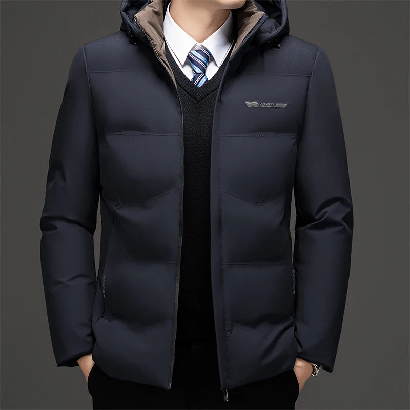 High Quality Hooded Thick Warm Waterproof Parkas Coat Male Hooded Loose Casual Winter Coats Men Business Winter Mens Down Jacket