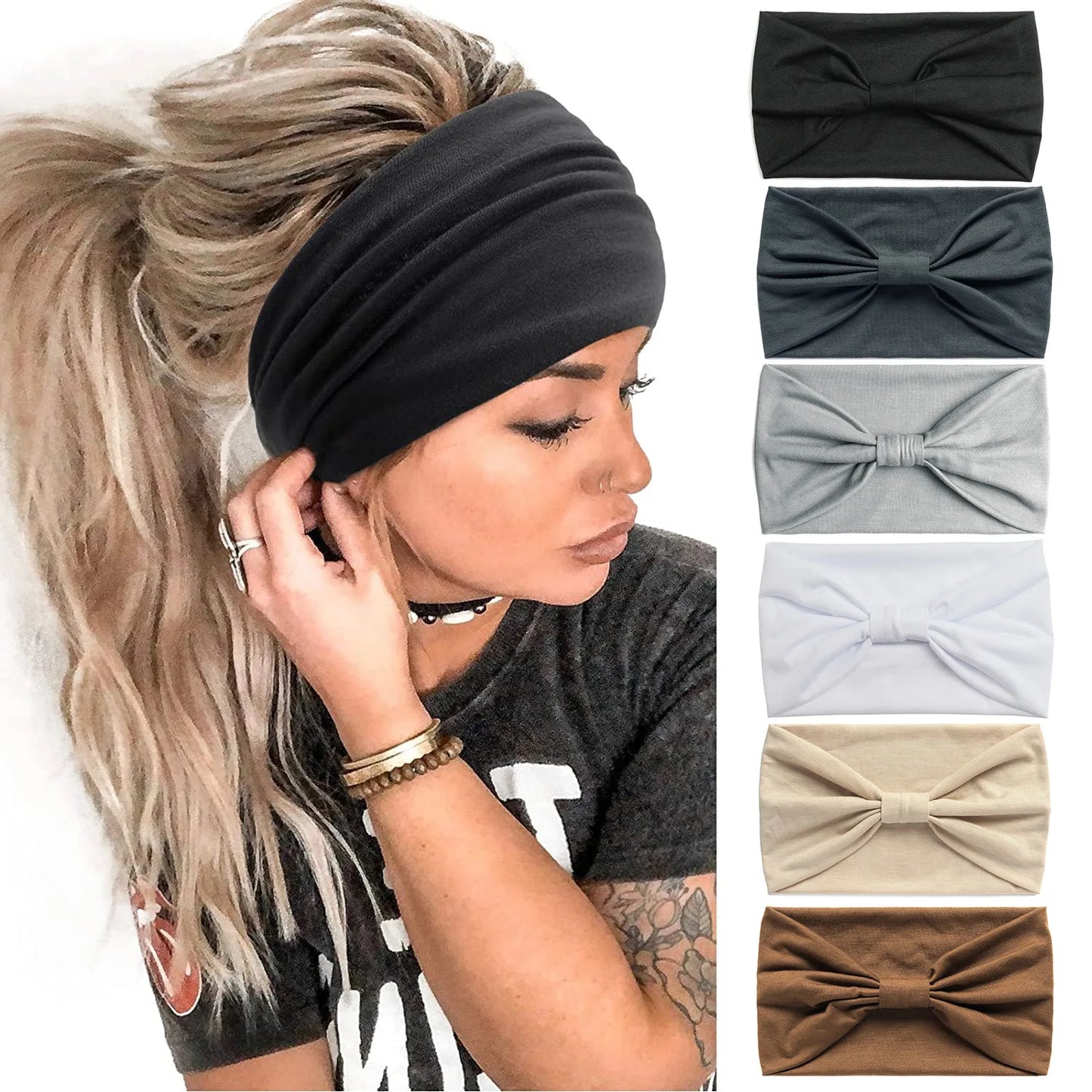 Bohemian European and American Sports Headband Women's Wide Yoga Elastic Running Hair Accessories Headwear