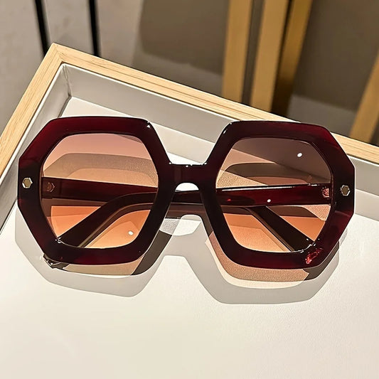 Retro Polygon Sunglasses - Large Frame, Personalized Irregular Simple Fashion for Outdoor Travel and Street Photography Eyewear