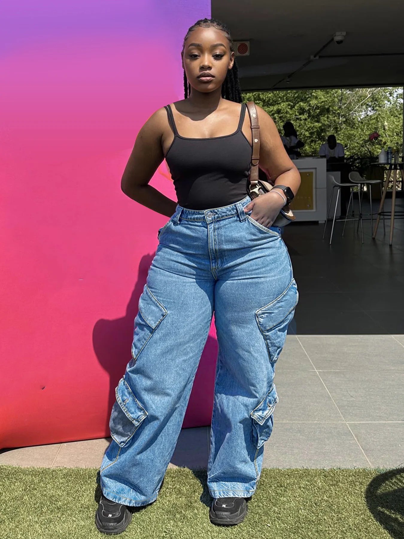 Sister Star Summer Fashion Ladies Casual Fashion Loose Light Blue Multi-pocket Versatile Wholesale Temperament Commuter Jeans