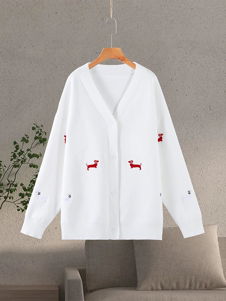 Elegant Printed Women's Knitted Cardigan Vintage O-neck Single Breasted Full Sleeve Female Sweaters 2025 Autumn Lady Outwears