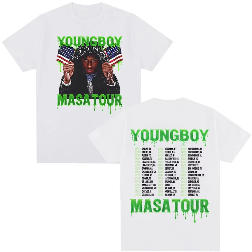 Rapper YoungBoy Never Broke Again MASA Tour 2025 Merch T-Shirt Men's Women Clothing Fashion Vintage Cotton Short Sleeve T Shirts