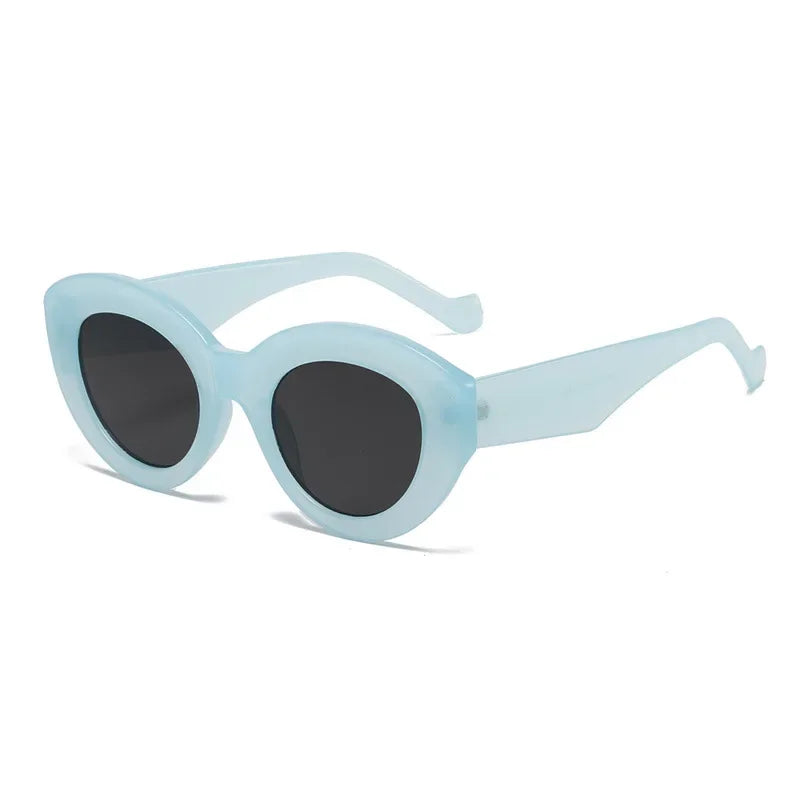 JNPCXI Ins Popular Fashion Oversized Cat Eye Women Sunglasses Green Stripes Retro Shades UV400 Men Trending Oval Sun Glasses