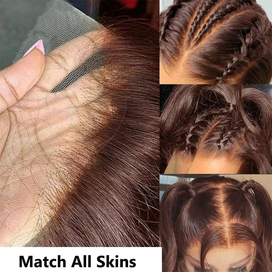 chocolate brown human hair wig 13x6 hd lace frontal wig 32 30 Inch 250 density Women body wave 13x4 hd lace front human hair wig