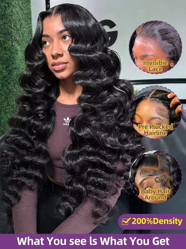 250 High Density Loose Deep Wave Pattern Wigs 30 40 Inch 13x6 HD Lace Frontal Wig 13x4 Lace Closure Human Hair Wig For Women