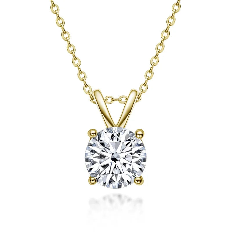 1 2 3 5 Carat Moissanite Necklace For Women Sterling Silver Plated D Color Diamond Engagement Wedding Necklace Fine Jewelry