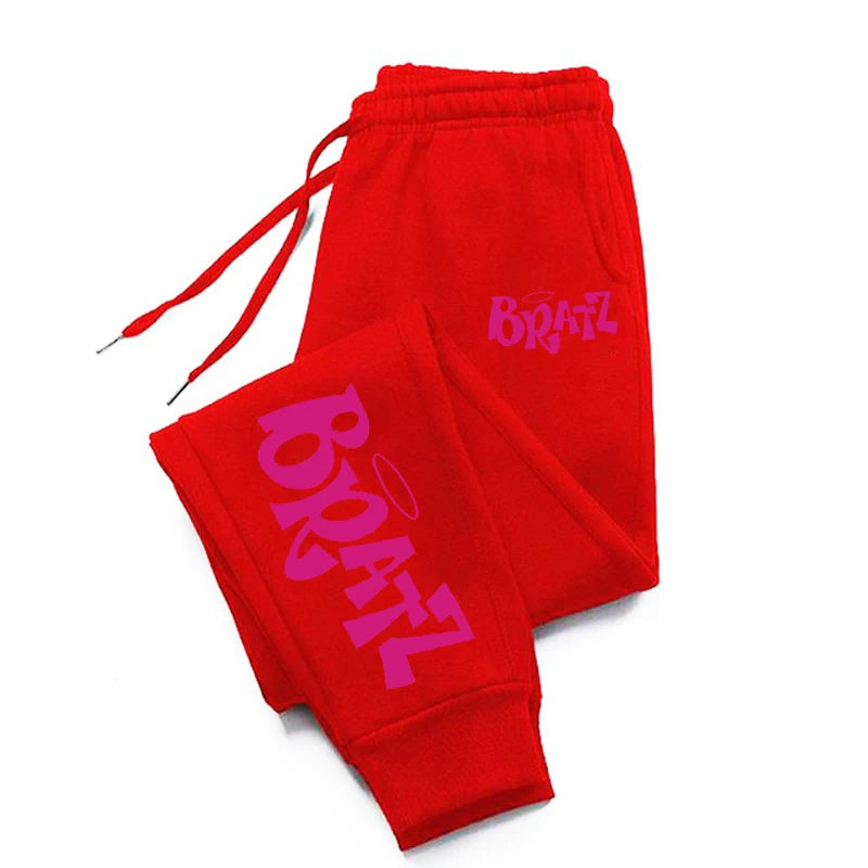 Bratz Pink Letter Print Casual Versatile Women Pants Fashion Trendy Hip Hop Trousers With Drawstring Pockets Sweatpants Female
