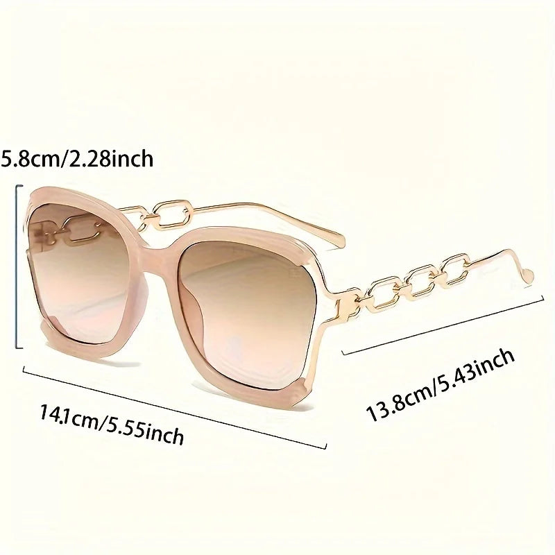 Chic Square Fashion Glasses, Gradient Lens, Detachable Faux Pearl Chain - Trendy, Stylish for Streetwear & Party Accessory