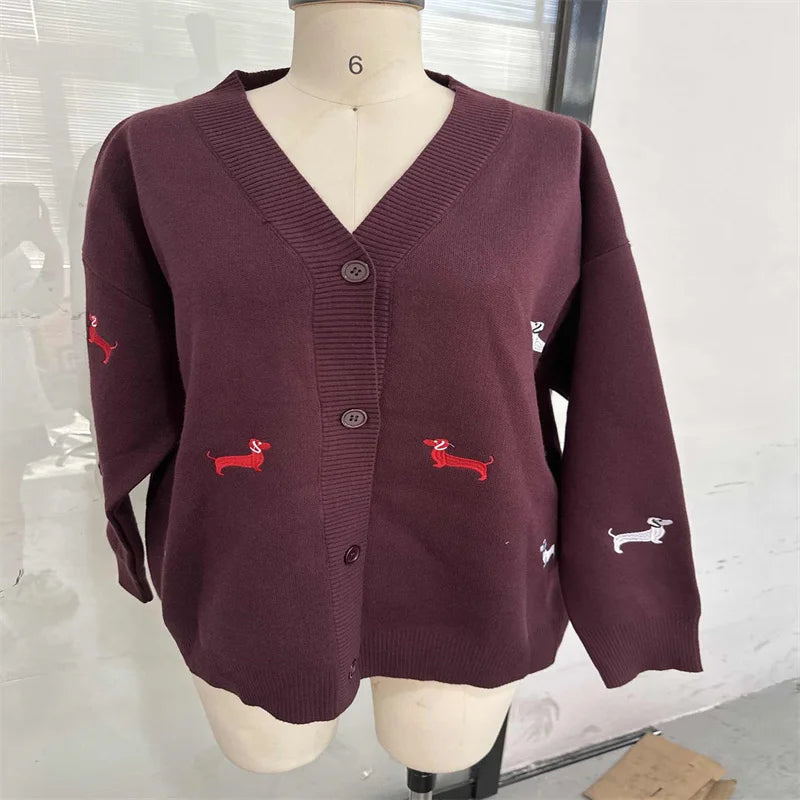 Elegant Printed Women's Knitted Cardigan Vintage O-neck Single Breasted Full Sleeve Female Sweaters 2025 Autumn Lady Outwears